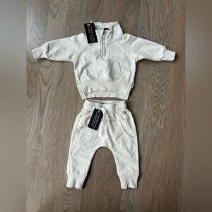 Little Bipsy Cream Sweatpant & Zip Set
